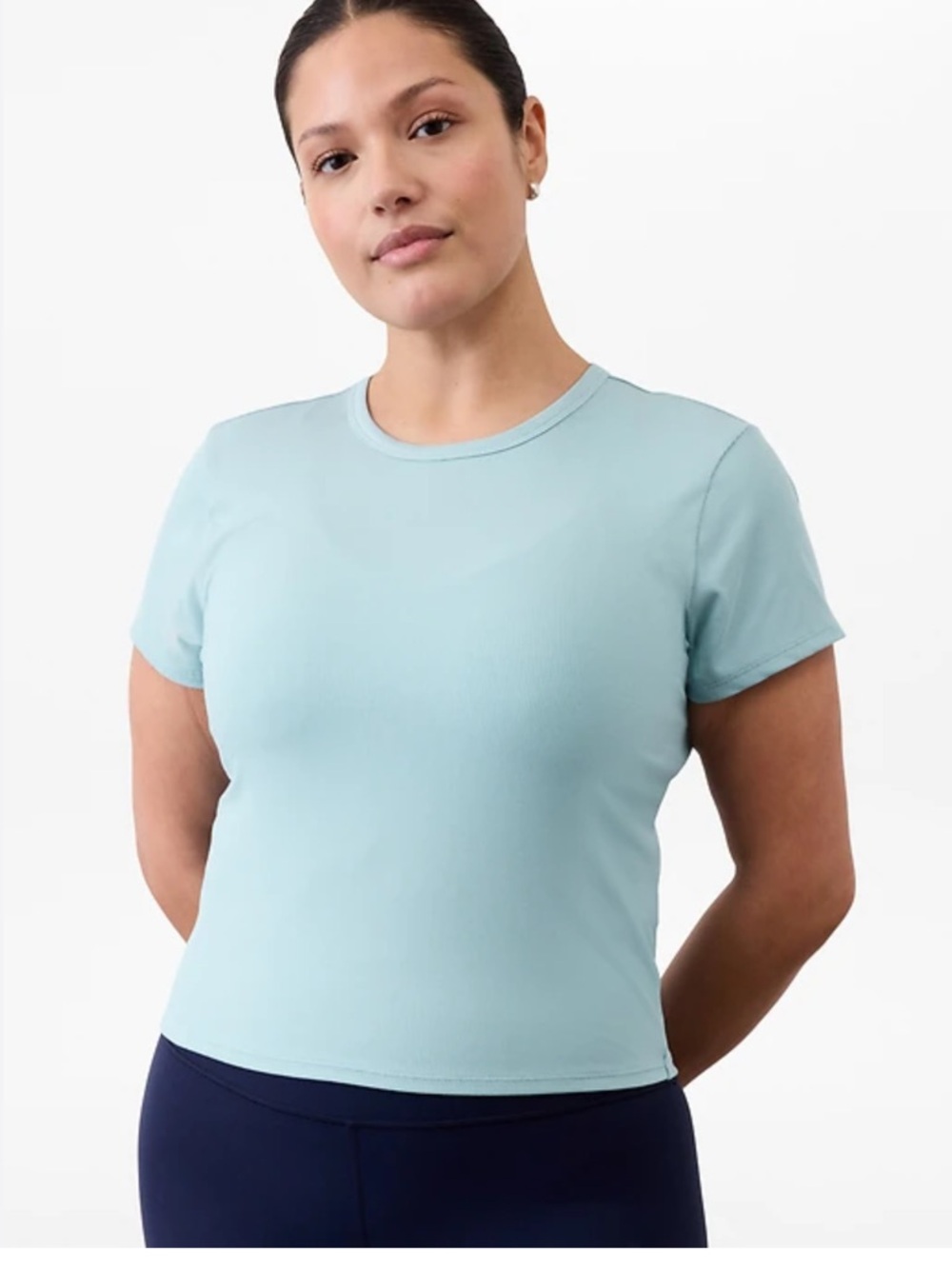 Athleta signature rib top tee M cool blue